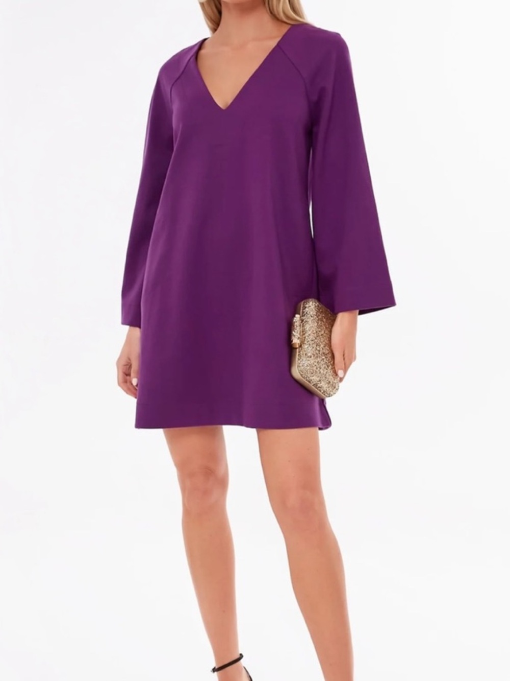 Tuckernuck Pomander Place Audrey Purple V Neck Mini Dress sz Small